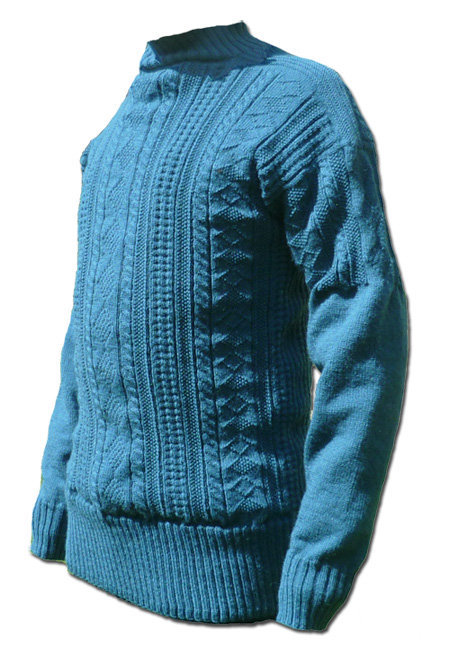 Flamborough Gansey in Ocean Deep colour 5-ply wool