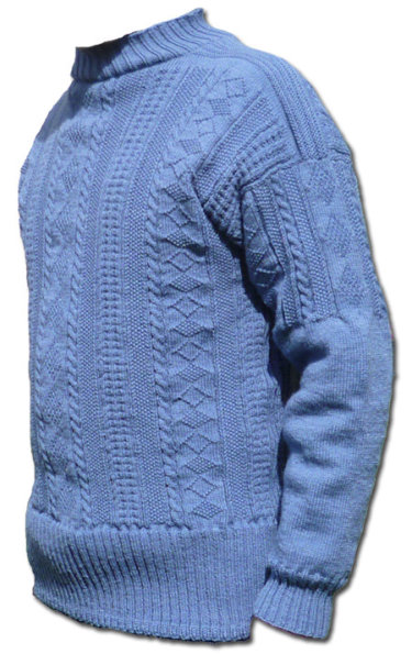 Flamborough Gansey in Denim colour 5-ply wool