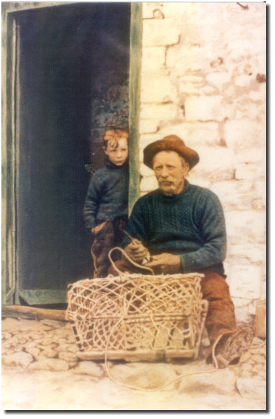 Jack Cross of Flamborough mending his pots