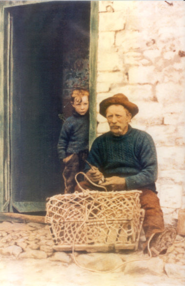 Jack Cross of Flamborough mending his pots