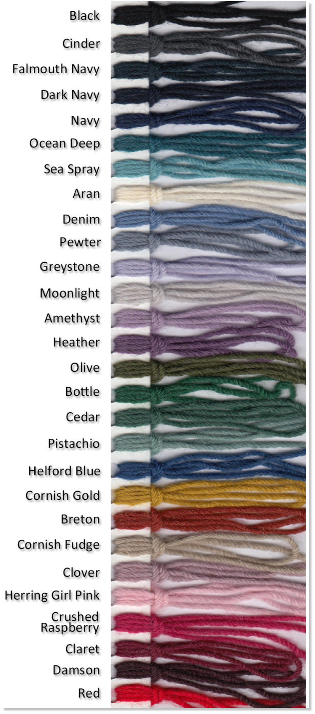 Current range of 5-ply wool colours
